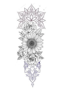 a line drawing of flowers on a white background