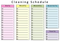 the printable cleaning schedule is ready to be used in any household cleaner's office