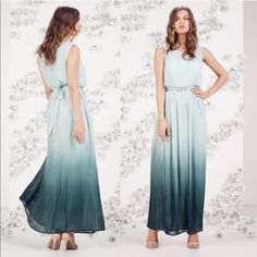 Lauren Conrad Runway Limited Edition / Enchanted Woodlands Worn Only Once Size 12 Mint Ombre All Over Pleated Maxi Dress 100% Polyester Machine Wash Cold Inside Out Lauren Conrad Dress, Pleated Maxi Dress, Pleated Maxi, Lc Lauren Conrad, Lauren Conrad, Dress 100, Pleated Dress, Enchanted, Inside Out