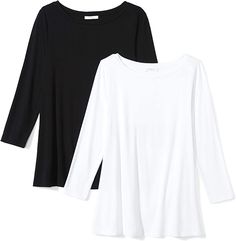 Black And White T Shirts, White T Shirts, Plus Size Brands, Bateau Neck, Womens Tops Summer, Summer Blouses