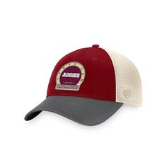 Finish off any Texas A&M Aggies outfit with this Refined Trucker adjustable hat from Top of the World. The tradition-rich patch on the front panels ensures your college fandom is on full display. Made from breathable mesh, the back panels help keep your head cool and dry, making it the perfect option for representing the Texas A&M Aggies.Finish off any Texas A&M Aggies outfit with this Refined Trucker adjustable hat from Top of the World. The tradition-rich patch on the front panels ensures your Red Baseball Cap With Logo Patch, Red Hat With Logo Patch And Curved Brim, Red Trucker Hat With Curved Brim And Logo Patch, Texas A&m, Top Of The World, Adjustable Hat, Your Head, Accessories Hats, Texas