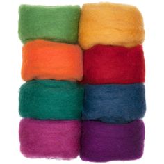 multicolored wool rovings are stacked on top of each other