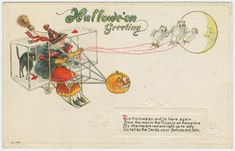 an old fashioned halloween postcard with children on it