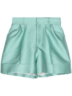 Fitted Satin Short Length Bottoms, Summer High Waist Satin Bottoms, Satin Shorts For Spring, Spring Satin Bottoms In Short Length, Spring Satin Shorts, Summer Satin Short Bottoms, Short Satin Bottoms For Summer, Chic Satin Short Length Bottoms, Short Length Satin Bottoms For Summer