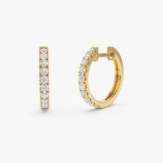 "14k Solid Gold Diamond Huggies Earrings / 16MM Solid Gold Diamond Hoops / Medium Size Diamond Hoop Earrings by Ferkos Fine Jewelry * Made to Order * Gold Kt: 14K (also available in 18K) * Available Gold Colors: Rose Gold, Yellow Gold, White Gold * Inner Diameter 12.5 MM * Outer Diameter: 16 MM * Round Diamond: 20 Pcs 1.85 MM * Diamond Color & Clarity: G Color SI Clarity * Diamond Ctw: 0.60 ctw * Ready to Ship in 1-3 Business Days If you have any additional questions about this ring, just hit th Yellow Gold Huggie Diamond Earrings With Halo, Yellow Gold Diamond Huggie Earrings With Halo, Yellow Gold Small Hoop Halo Earrings, Yellow Gold Halo Small Hoop Earrings, Classic Small Hoop Huggie Earrings With Halo, Yellow Gold Hoop Earrings With Halo Design For Gift, Gold Huggie Earrings With Halo Design, Anniversary Huggie Earrings With Halo Detail, Yellow Gold Hoop Earrings With Halo