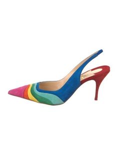 Christian Louboutin Suede Slingback PumpsBluePrintedLeather TrimPointed-ToesIncludes Dust BagDesigner Fit: This style typically runs a half size to a full size small. Multicolor Slingback Heels For Evening, Multicolor Slingback Heels For Formal Occasions, Multicolor Leather Heels For Formal Occasions, Stylist Fashion, Fashion Costume, Slingback Pump, Accessories Jacket, Louboutin Shoes, Fashion Stylist