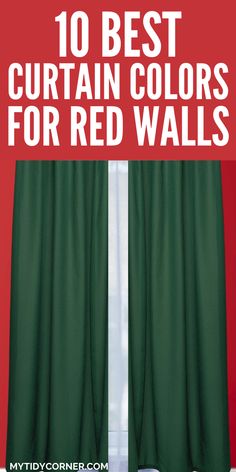 red wall curtain colors Red Curtains Living Room, Gold Curtains Living Room, Curtain Colors, Red Accent Wall, Wall Color Schemes, Painted Curtains, Red Dining Room, Dark Curtains, Red Floor