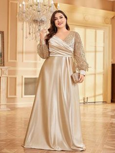 Full Sleeve Party Dresses, Dresses Formal Dinner, Full Sleeves Dresses For Women, Classic Dresses For Women Classy, Satin Bodycon Dress Long, Long Sleeve Satin Dress Classy, Simple Dress For Birthday, Satin Full Sleeve Dress, Birthday Party Dresses For Women Classy