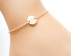 Super Dainty Initial Bracelet Delicate Personalized or Simple Personalized Jewelry For Friendship, Personalized Simple Jewelry For Friendship, Simple Rose Gold Jewelry For Personalized Gift, Simple Engraved Adjustable Jewelry, Simple Adjustable Engraved Jewelry, Dainty Adjustable Bracelet With Initials, Minimalist Personalized 14k Gold Charm Bracelet, Minimalist Rose Gold Name Bracelet With Initials, Personalized Minimalist 14k Gold Charm Bracelet