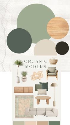 the color scheme is green, beige and white