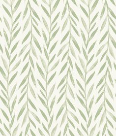 a green and white wallpaper with leaves on it