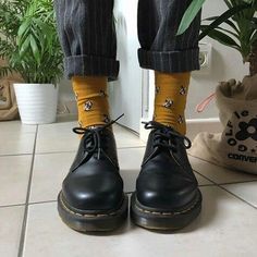 docs docs | its friday | online black friday | black friday shopping | black friday stores | black friday sale | black friday gifts | #blackfriday Oxfords With Dress, Shoes And Socks, Yellow Socks, Tokyo Street Fashion, Dr Shoes, Stylish Socks