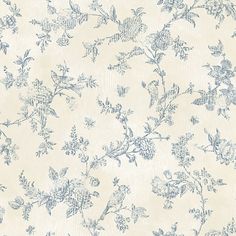 Sample French Nightingale Blue Trail Wallpaper French Country Wallpaper, Cottage Wallpaper, French Wallpaper, Brewster Wallpaper, Wallpaper Warehouse, Look Wallpaper, Red Toile, Toile Wallpaper, Botanical Wallpaper