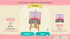 an animal crossing game screen with the words, do you want to save this custom design?