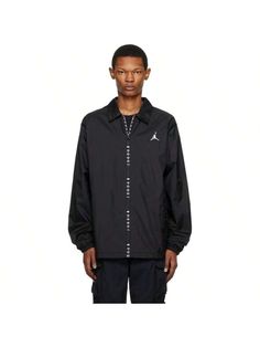 Nike Jordan 
Black Jordan Essentials Jacket 
Nylon taffeta jacket. 
. Spread collar 
. Logo-woven trim at zip-closure 
. Logo embroidered at chest 
. Welt pockets 
. Elasticized cuffs 
. Full mesh lining 
Please note that this item may be shipped only within North America. 
Supplier color: Black 
Body: 100% nylon. Lining: 100% polyester. 
Made in Viet Nam. 
232445M180002 
Nike | Black Jordan Essentials Jacket default Casual  Long Sleeve  Colorblock,Letter Windbreaker   Men Activewear, size featu Nike Jordan Black, Essentials Jacket, Taffeta Jacket, Men Activewear, Sport Jacket Men, Jordan Essentials, Black Jordans, Jordan Black, Mens Windbreaker