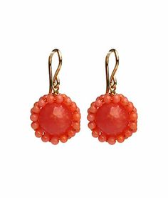 Viv&Ingrid Sunflower Earrings in Peach Coral & Peach Jade (As Seen on the Today Show!) vivandingrid.com #todayshow Summer Picnics, Coral Earrings, Coral Peach, Jade Stone