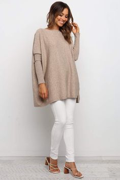 Jemima Sweater - Beige - Petal & Pup USA Neutral Knitwear, Penny Pincher Fashion, Knitwear Style, Neutral Sweaters, Free People Style, Knit Bottom, Dresses By Length, Faux Leather Pants, Beige Sweater