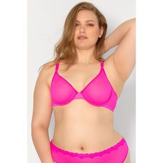 Simply sexy, the Sheer Mesh Demi Underwire Bra highlights the best version of you with clean lines and a modern, mesh construction. Super soft and airy, this unlined bra has two layers of sheer, molded cups anchored with underwire support to enhance your most natural shape. Flirtatious demi cups are outlined with matte elastic trim, highlighting your natural contours. Two-ply mesh wings and ballet back offer back and side smoothing so your silhouette appears seamless under clothing. Like a secon Sheer Pink Bra For Summer, Pink Sheer Bra, Stretch Low-cut Pink Bra, Pink Sheer Underwire Bra, Pink Micro-elastic Sports Bra With Light Support, Demi Cup, Unlined Bra, Natural Contour, Full Figured