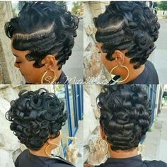 Pretty curls and waves Finger Waves Short Hair, Finger Wave Hair, Black Hair Short Cuts, Short Hair Waves, Short Sassy Hair, Finger Waves, Sassy Hair, Hair Shows, Cute Hairstyles For Short Hair