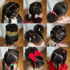 May & June Styles ☀️ #hairinspo | Instagram Little Black Girls Christmas Hairstyles, Natural Hair Holiday Styles, Braided Buns For Black Hair Kids, Baby Hair Ideas, Kids Hairstyles Black Natural Hair, Baby Hairstyles Short Hair, Peinado Natural, Christmas Hair Ideas, Baby Hairstyle