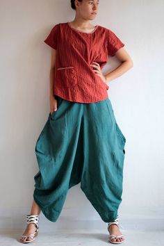 Harem Pants ...Natural 100% Cotton  (M,L,XL) 1170 Cotton Wide-leg Harem Pants For Loungewear, Green Harem Pants With Pockets For Loungewear, Wide-leg Cotton Harem Pants For Loungewear, Casual Harem Parachute Pants For Loungewear, Green Cotton Wide-leg Harem Pants, Summer Cotton Lagenlook Harem Pants, Green Cotton Harem Pants For Loungewear, Relaxed Fit Lagenlook Pants For Loungewear, Relaxed Fit Drop Crotch Harem Pants Lagenlook