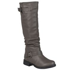 A cool look that's sure to get you noticed! These boots feature a mid-calf height with subtle slouchy detail. A round toe with modern silver-tone buckle accents completes this must-have pair. Choose from black, brown or tan, each great for wearing with your favorite leggings! Wide Calf Fall Boots With Buckle Closure, Trendy Fall Knee-high Boots With Buckle Closure, Fall Mid-calf Boots With Buckle Closure, Wide Calf Mid-calf Boots With Buckle Closure For Winter, Wide Calf Buckle Mid-calf Boots For Winter, Wide Calf Mid-calf Boots With Buckle For Fall, Chic Fall Mid-calf Boots With Buckle Closure, Fitted Moto Boots With Buckle Closure For Fall, Stylish Boots