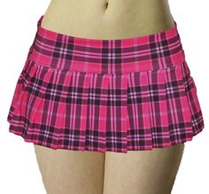 Junior To Plus Size Hot Pink Stretch Lycra Schoolgirl Plaid Pleated Mico Mini Pink Skirt Outfit, Bodysuit Outfit Jeans, Mini Skirt Plaid, Pink Plaid Skirt, Hot Pink Skirt, Plaid Pleated Mini Skirt, Scene Outfits, Pink Mini Skirt, Micro Mini Skirt