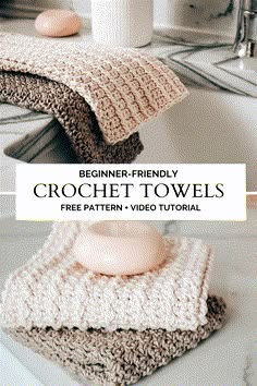 crochet towels are stacked on top of each other