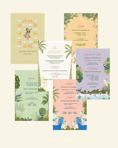 four different types of wedding cards