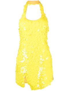 GIALLO THE ATTICO ALLIUM MINI DRESS Yellow Mini Dress, The Attico, Latest Fashion Design, Canary Yellow, Sequin Fabric, Sequin Mini, Sequin Mini Dress, Roberto Cavalli, Yellow Dress