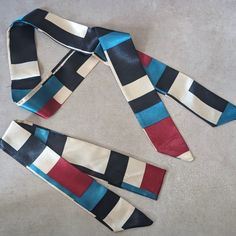 Listing Includes 2 Matching Handbag Scarves (Twillies) Perfect For Bags, Purses, Hair Accessory, Etc! Measurements- About 33 X 1.5 Inches Only Taken Out Of The Plastic For Pictures Luxury Multicolor Standard Tie Accessories, Smith Sunglasses, Chevron Scarves, Black Stud, Vintage Belt Buckles, Handbag Patterns, Vintage Belts, Scarf Set, Vintage Avon