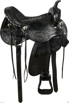 a black saddle with a bird on it