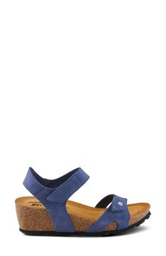 Adjustable straps allow for a customized fit on a supple suede sandal lifted by a modest platform and cork-wrapped wedge heel. 2" heel; 3/4" platform Adjustable straps with hook-and-loop closures Contoured footbed Leather upper and lining/synthetic sole Made in Spain Cork Wedge Sandals With Heel Strap And Round Toe, Open Toe Cork Wedge Sandals With Heel Strap, Cork Wedge Sandals With Removable Insole And Ankle Strap, Cork Sandals With Heel Strap And Wedge Heel, Cork Wedge Sandals With Removable Insole, Open Toe Cork Wedge Sandals With Removable Insole, Adjustable Round Toe Wedge Sandals With Cork-bed Midsoles, Cork Open Toe Sandals With Heel Strap, Adjustable Ankle Strap Footbed Sandals With Cork-bed Midsoles