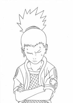 a black and white drawing of a boy with his arms crossed, looking down at the ground