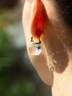 Faceted Clear Drop Earrings, Gift Briolette Crystal Earrings, Clear Teardrop Crystal Earrings, Clear Faceted Drop Earrings, Clear Teardrop Crystal Earrings For Pierced Ears, Crystal Ball Earrings, Clear Crystal Earrings, Ball Earrings, Quartz Earrings