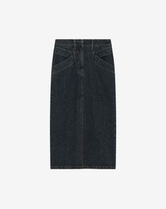 CLARYSSE Chic Full-length Cotton Denim Skirt, Knee-length Dark Wash Cotton Denim Skirt, Medium Wash Cotton Knee-length Denim Skirt, Fitted Full-length Denim Skirt With Frayed Hem, Luxury High Waist Five-pocket Denim Skirt, Lisa Todd, Jeweled Bag, Skirt High Waist, Long Denim Skirt