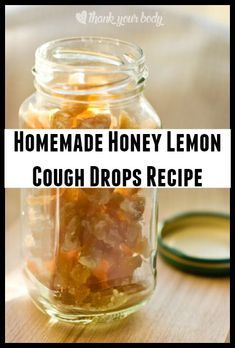 homemade honey lemon cough drops recipe in a jar