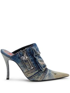 Diesel Heels, Denim Mules, Diesel Shoes, Denim Heels, Fashion Teenage Girls, Zip Puller, Denim Boots, Shoe Inspo, Pump Sandals