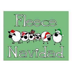 a group of sheep with hats on their heads and the words fleece navidad