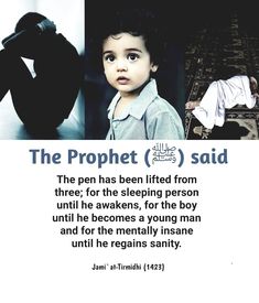 a poster with an image of a child and the words, the prophet said