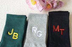 Looking for a special personalized or custom made gift for him or her, that is proven to put a smile on their face? Look no further, our classic embroidered unisex socks can be personalized with your custom embroidered name or initials in any color you like. Whether it is a gift or a personal treat, it is sure to make an impression.Made of high-quality cotton socks, the fabric is flexible. Suitable for sizes 35-44. They have moisture resistance and provide comfort through seamless toe design.toe Team Socks, Different Font Styles, Embroidered Socks, Anniversary Surprise, Personalized Socks, Women's Socks, Sports Socks, Text Logo, Fashion Socks