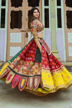 Silk Chaniya Choli, Gamthi Work, Dandiya Dress, Chaniya Choli Designs, Garba Dress, Navratri Dress, Navratri Chaniya Choli