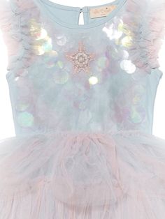 Summon the mezermising enchantment of oceans deep with the Bébé Mermaid Magic Tutu Dress in Shine Blue Mix. This enticing ensemble is luminous with sequin disks showcasing the embroidered starfish motif on the bodice. The petal-style layers of the skirt replicate the texture of a mermaid's tail—perfect for making a splash, whether she's playing make-believe at home, or out and about. Shipping and Returns This product can be returned/exchanged within 20 days of receiving the item. All orders are Blue Whimsical Fitted Tutu Dress, Whimsical Blue Fitted Tutu Dress, Blue Fitted Whimsical Tutu Dress, Blue Summer Mermaid Dress For Dress-up, Blue Mermaid Dress For Summer Dress-up, Blue Mermaid Dress For Dress-up Occasions, Blue Mermaid Dress For Dress-up Events, Blue Mermaid Dress For Summer Events, Blue Mermaid Dress For Dress-up