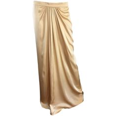 Simply stunning vintage PAMELA DENNIS, for Bergdorf Goodman, gold silk Grecian inspired evening maxi skirt! Dramatic floor length, with intricate pleating / draping details. This skirt features the finest of any silk I have seen, and literally flows like nothing I have seen when on! Couture quality, with hand-sewn finishings. Matching pleating details on the front and back. Hidden zipper up the back with hook-and-eye closure. So slimming, and amazing on the body! Perfect with a simple camisole, Long Gold Skirt, Flare Skirts, Gold Pleated Skirt, Long Flared Skirt, Long Pleated Skirt, Gold Skirt, Evening Skirts, Pleated Long Skirt, Vintage Skirts