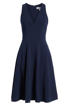 The signature drape of sleek crepe fabric is the raison d'etre of this elegant fit-and-flare dress featuring always-welcome pockets. Style Name:Dress The Population Catalina Fit & Flare Cocktail Dress. Style Number: 5606378. Navy V-neck Midi Dress For Evening, A-line Crepe Midi Dress For Party, Navy A-line Evening Dress, Navy A-line Dress For Formal Occasions, A-line Dress With Flattering Cut For Date Night, Flattering A-line Dress For Date Night, Flattering Cut A-line Dress For Date Night, Chic A-line Crepe Midi Dress, A-line Crepe Dresses For Party