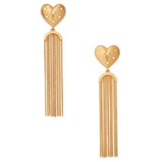 These Lovely Golden Statement Earrings Are Studded With Sparkly Stones And Fringe. They’re A Special Reminder To Always Listen To Your Heart. Gold Plated Metal With Crystal Glass Shiny Steel Posts Weight: 14.03g Spade-E4 0.75''H X 0.75''W Heart 3.5'' Drop Brand New. Never Worn. Includes Kate Spade Jewelry Bag Pouch Retail: $78 Elegant Metal Earrings With Heart Beads, Elegant Heart Earrings With Dangling Charms For Valentine's Day, Elegant Valentine's Day Heart Earrings With Dangling Charms, Kate Spade Gold Earrings For Anniversary, Kate Spade Drop Earrings As Gift, Kate Spade Gold Dangle Earrings, Kate Spade Dangle Earrings For Party, Kate Spade Gold Earrings For Pierced Ears, Kate Spade Gold Dangle Jewelry