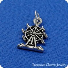 Ferris Wheel Charm - Silver Big Wheel Charm for Necklace or Bracelet Giant Wheel, Carnival Gift, Big Wheel, Large Hole Beads, Pandora Bracelet, Beaded Dangles, Bead Necklace, Charm Jewelry, Ferris Wheel