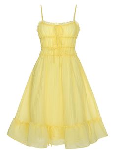 Cute Yellow Dresses Summer, Yellow Fairy Costume, Yellow Babydoll Dress, Yellow Coquette, Cute Yellow Dress, Best Dress For Girl, Yellow Sun Dress, Yellow Homecoming Dresses, Yellow Dress Casual