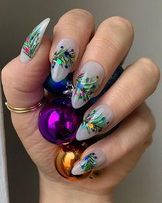 Holiday Nail Designs, Colorful Nail Art, Colorful Nail, Christmas Gel Nails, Winter Nail Designs, Festival Nails