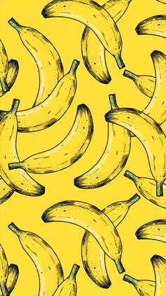 a bunch of bananas on a yellow background